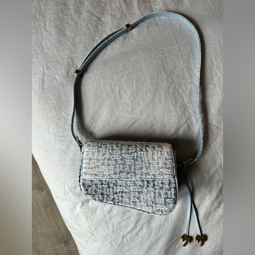 Palm angels MONOGRAM SHOULDER CRASH BAG LIGHT BLUE